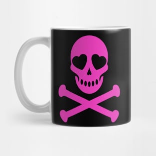 Of Vizions Heart Eyes Skull and Crossbones PINK Mug